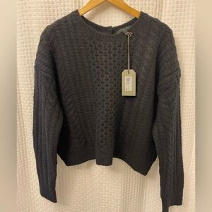 All Saints Franze Black Cable Knit Sweater Size Medium